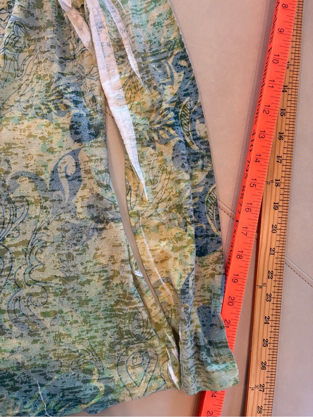 Prana XL Green and Blue Floral-Print Long Sleeve Tee Shirt - Picture 13 of 14